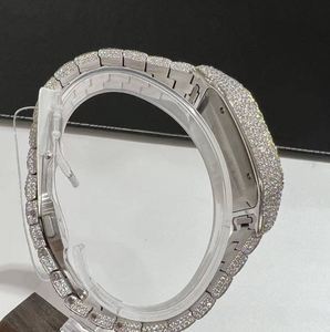 Montre à Quartz de luxe pour hommes avec mouvement automatique carré Moissanite diamant coloré VVS1 pierres taillées Style Hip Hop bijoux glacés - Product Image 4