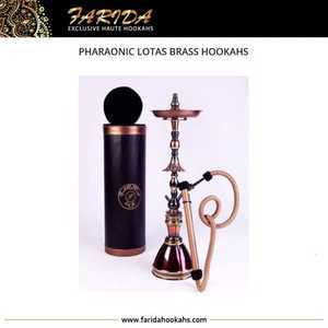 Farida Narguilé de luxe en laiton fait à la main Fleur pharaonique unique pour Lotus Design Editions limitées avec Laque Technics - Product Image 5