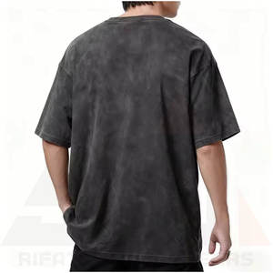 Custom Wholesale Oversized Acid Wash Lightweight 100% Cotton <b>Men's</b> Casual Breathable Vintage T-<b>Shirts</b> - Product Image 2