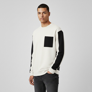 Sudadera con Capucha de Forro Polar para Hombre, 100% Algodón, Personalizada con Bordado, Bloques de Color, Cuello Redondo, Hombros Caídos, Estilo Básico, OEM - Product Image 5