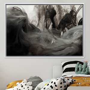 Impression sur toile pour décoration murale moderne : design élégant gris fumé, toile encadrée blanche - Product Image 1