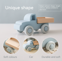 Juguete Educativo Multifuncional para Bebés Recién Nacidos, Mordedor de Silicona con Forma de Coche y Avión, Cepillo de Dientes para Bebés, Carrito de Empuje