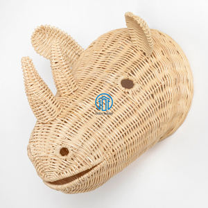 New Design Rhino <b>Wall</b> Decoration Living Room Bedroom Best Selling <b>Rattan</b> Rhino <b>Decor</b> Handmade Animal Head - Product Image 1