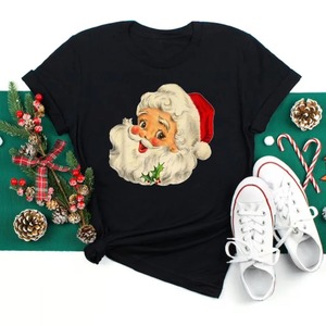 Camiseta suave de talla grande, algodón/fibra de bambú personalizada para mujer con estampado de Navidad copo de nieve leopardo Papá Noel Believe Blank Girl - Product Image 2