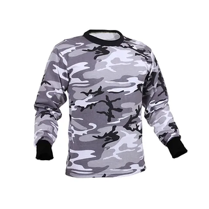 Camiseta de camuflaje de calidad superior para hombres transpirable al por mayor impresión personalizada manga larga cuello redondo ropa de calle de verano - Product Image 1