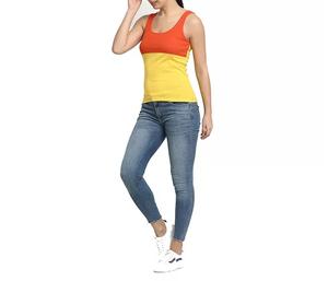 Camiseta sin mangas de mujer de nuevo diseño personalizada OEM ropa deportiva de punto con decoración de plumas Color liso - Product Image 2