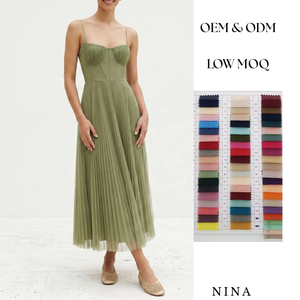 Vestido de Gala Midi Personalizado Verde Oliva Vintage con Escote Corazón, Plisado de Gasa y Tul, Corsé y Tirantes Finos para Fiesta de Graduación - Product Image 1