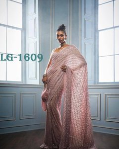 Designer Bollywood arrivo funzione festa indossare Georgette sari stampato digitale con sequenza All Over lavoro bellissimo Multi colore - Product Image 6