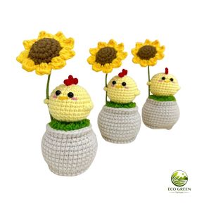 Planta de Lavanda Tejida a Crochet, Decoración Redonda de Fieltro No Tejido, Maceta para Interiores y Exteriores, Adorno para Sala de Estar - Product Image 4