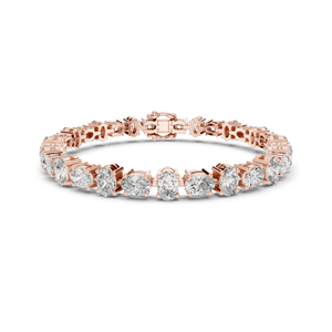 Bracelet tennis en diamant CVD de laboratoire 7,71 CT VVS-VS EF, taille ovale, or 18 carats, 14 carats, 10 carats et argent 925, or rose, or jaune, or blanc - Product Image 1