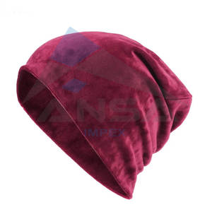 Venta al por mayor de terciopelo Beanie Hat para los hombres de tamaño personalizado de invierno Headwear Skullies Beanies Look Casual Top Hat Style - Product Image 2