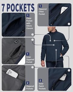 Veste Softshell légère et respirante pour homme, imperméable, doublure polaire chaude, coupe-vent pour les voyages, la randonnée, le golf, la moto, la course - Product Image 3