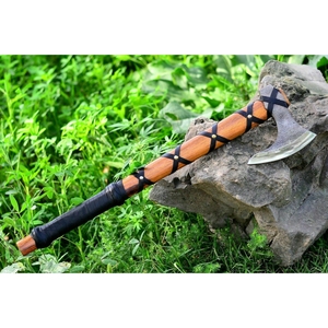 Wholesale Custom Premium Quality OEM ODM Service Damascus Handmade <b>AXE</b>/Hatchet Carbon Steel with Etched Stainless <b>Wood</b> Handle - Product Image 3