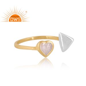 Último diseño hecho a mano 18K chapado en oro Natural Arco Iris Luna piedra anillo ajustable Demi joyería fina para mujer regalo para ella - Product Image 2
