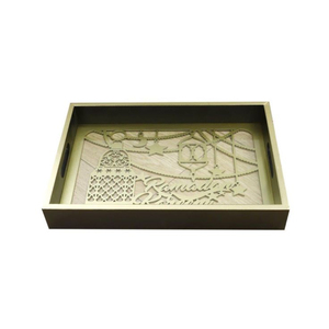 การออกแบบที่น่าสนใจถาดรอมฎอนสีขาวและทองถาดตกแต่งรอมฎอน Eid Mubarak ผู้ถือขนมหวานแสดงอาหาร - Product Image 6