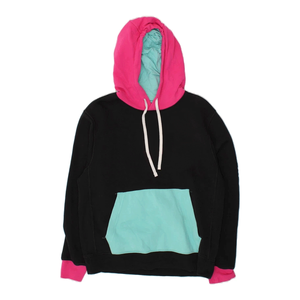 Women's Oversized Pink & Black Colorblock <b>Pullover</b> Hoodie <b>Jumper</b> Breathable Cotton Fleece <b>Pullover</b> Hooded Streetwear Top - Product Image 1