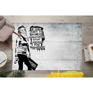 Alfombra con Diseño de Graffiti de Mujer de Banksy: Decoración Moderna para Salón, Alfombra Antideslizante, Alfombra Delgada No Tejida - Product Image 1