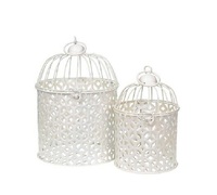 Cage à oiseaux vintage en acier inoxydable blanc antique, petites et grandes tailles, décoration intérieure, design côtier, durable, salon, designs élégants