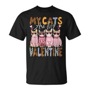 Camiseta de San Valentín con diseño de gato, diseño de mi gato es mi San Valentín, para amantes de los gatitos, color negro - Product Image 1
