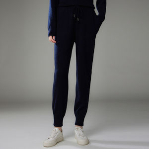 Pantalons d'hiver en molleton de coton décontractés pour femmes en gros, coupe skinny, devant plat, cordon de serrage, pantalons de survêtement personnalisés avec poche 3D - Product Image 1