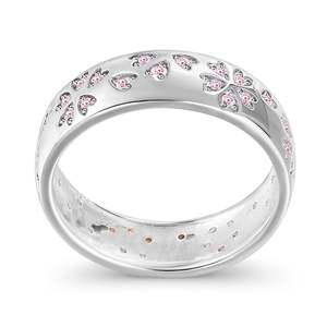 Jeulia Sakura Flower Sterling Silver Wedding Band-Romantic <b>Adjustable</b> <b>Ring</b> - Product Image 3