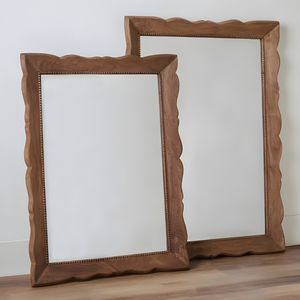 Miroir mural rectangulaire en bois de manguier rustique, décoratif, fait main, écologique, pour chambre à coucher, hôtel, intérieur, style urbain. - Product Image 6