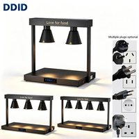 Chauffe-Plats Professionnel en Acier Inoxydable pour Buffet, Lampe Chauffante Noire avec Contrôle Numérique de la Température, Base Chauffante pour Aliments
