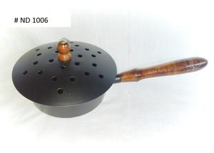 Powder Coated Handicraft Iron <b>Incense</b> and Charcoal <b>Burner</b> With Wooden Knob and Handle <b>Electric</b> Iron Cauldron for Tea Scent - Product Image 3