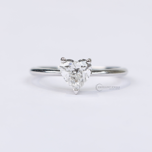 Anillo de Compromiso y Promesa Unisex de Oro Blanco de 18K con Diamante Solitario en Forma de Corazón de 1 Quilate Cultivado en Laboratorio con Certificación IGI - Product Image 1