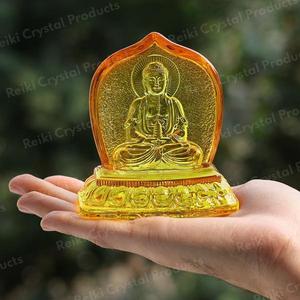 Statue de Bouddha Gautam en verre Feng Shui faite à la main, objet décoratif - Product Image 2