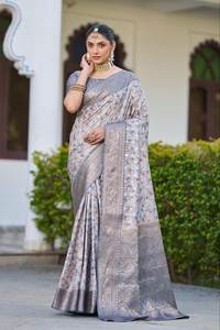 Sari de diseñador con hermoso pequeño Zari Butti funciona todo el sari - Product Image 5