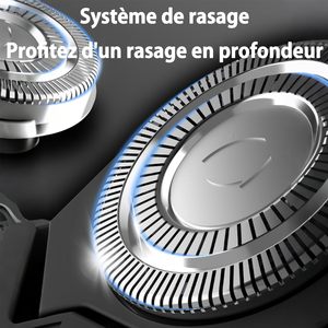 Rasoir électrique pour homme avec triple lame et tondeuse intégrée, rasage humide/sec, charge USB, étanche IPX7, écran LCD - Product Image 5
