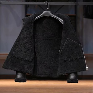 Veste en cuir doublée de peau de mouton pour homme TWill, col montant, imperméable et coupe-vent, style aviateur d'hiver, cuir de qualité supérieure - Product Image 2