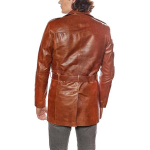 Classic Fit Men Leather <b>Coat</b> Featuring Soft Durable Texture For Warm Winter Use And Modern Style Available - Product Image 2