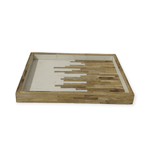 White & Natural Large Inlay Resin and MDF Rectangular Tray at Factory Price for Home & Anniversary Party Snacks Serving Platter - Product Image 2