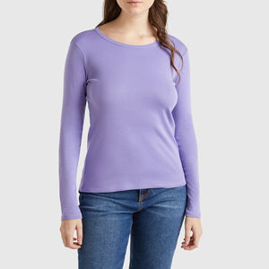 Camisetas casuales de manga larga para mujer, cuello redondo, talla grande, 100% algodón, ecológicas. - Product Image 2