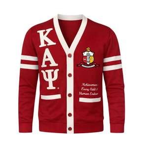 Cardigan Kappa Alpha Psi Krimson, taille standard, tricot de qualité supérieure, boutons sur le devant, blason brodé avec lettres grecques, vêtements de fraternité - Product Image 4