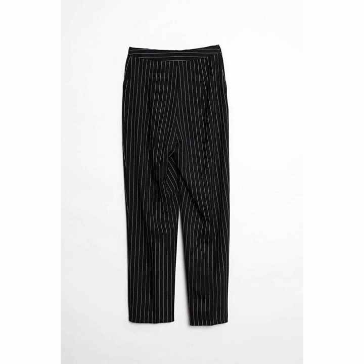 HOPE WAISTED PENIS DETAIL STRIPED FIT TROUSERS BLACK