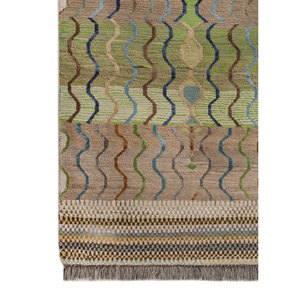 Tapis en laine et soie de bambou noué à la main Manchaha Ivory, motif géométrique, tapis de salon pour la décoration de la maison, pour une utilisation dans le couloir - Les-2653 - Product Image 4