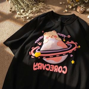 Camiseta personalizada de punto sólido transpirable para hombre, camiseta de gran tamaño de algodón de fábrica OEM, diseño de logotipo elevado en 3D - Product Image 5
