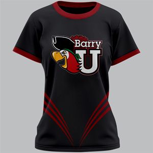 Camiseta de algodón transpirable personalizable de Barry University, estampado Floral básico, informal, sin cuello, ropa de calle Vintage, tendencia Floral - Product Image 3