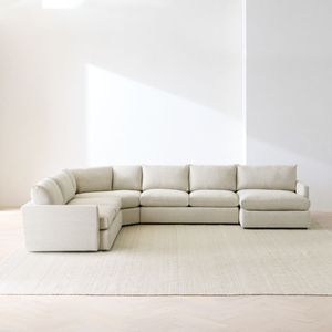 Deep 4-Piece L-Shaped Chesterfield Sofa <b>Set</b> 3 Seater <b>Wedge</b> Sectional with Chaise Lounge for Home Living Room Fabric Material - Product Image 3