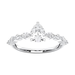 Diamond Chic 1,36 Ct Anillo de compromiso Lab Grown Pear & Round & Marquise Shape en Sterling Silver OEM Venta al por mayor - Product Image 3