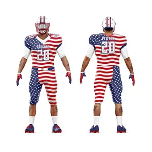 Camisa/calça de futebol americano de sublimação personalizada para treinamento universitário de jovens, uniforme de futebol americano de grandes dimensões, desenho dos EUA
