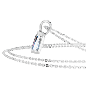 Pendentif en or massif 14 carats plaqué rhodium avec moissanite VVS pour homme et femme, avec chaîne en or fin - Fête et cadeau - Product Image 2