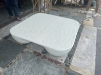 DISEN FURNITURE Nouvelle table basse carrée en fibre de verre, table à thé moderne pour salon, couleur blanche