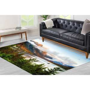 Alfombra Estampada del Parque Nacional del Glaciar, Paisaje del Lago Saint Mary, Alfombra Gobelino - Product Image 1