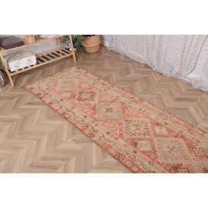 2.9x14.5 ft Rug, Vintage Turkish Rug, <b>Red</b> Brown Camouflage <b>Wool</b> Rug - Product Image 4