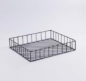 Alambre de hierro hecho a mano malla de alambre decorativo recubierto de negro acabado bandeja de alambre hecha a mano para bandeja de servicio de mesa - Product Image 5