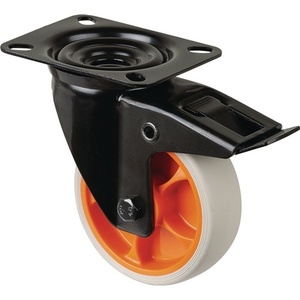 Roulettes gris clair BS pour meubles, diamètre de roue 100 mm, capacité de charge 110 kg, roulette pivotante avec frein en caoutchouc 104x80 mm - Product Image 1